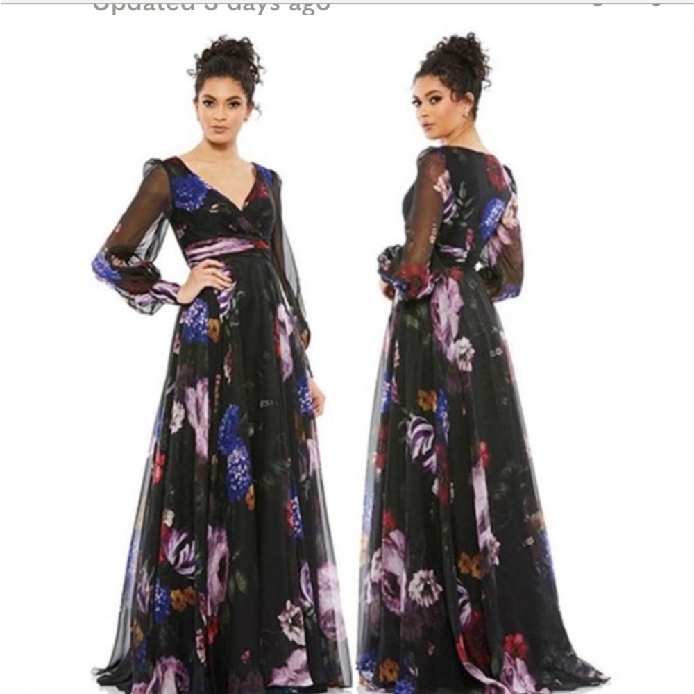 Mac Duggal Floral black and purple dress
